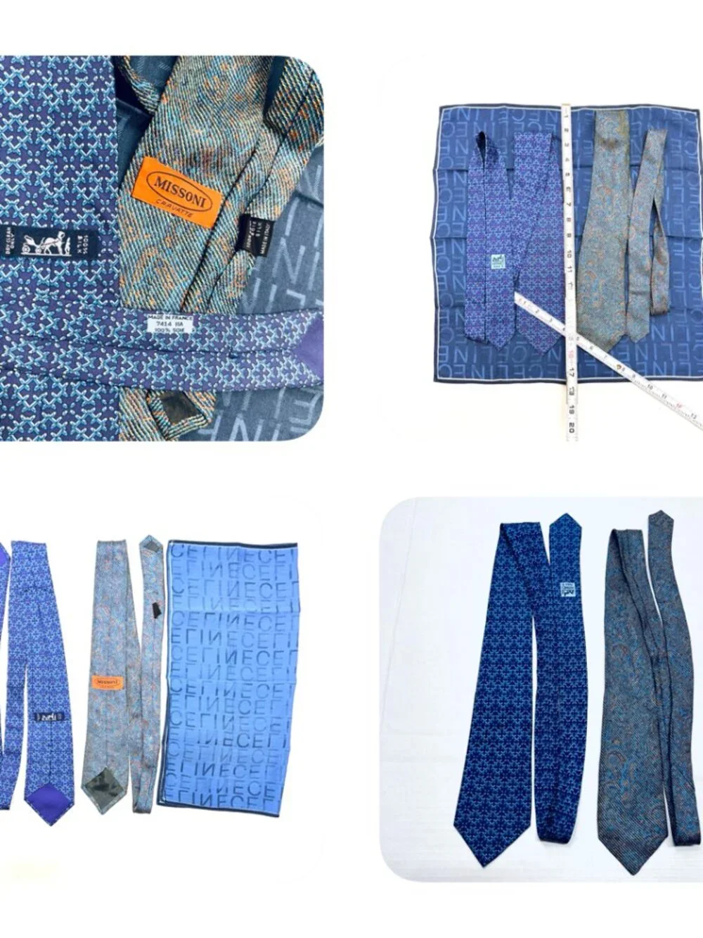 Set: 2 Classic Neck-Ties SilkHERMES Paris & MISSONI +1 Celine Handkerchief(71 - Picture 8 of 15